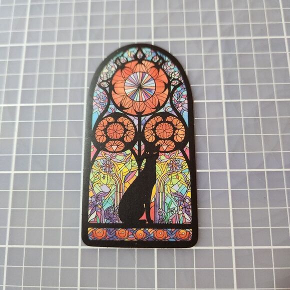 10 for $10 Sticker Stained Glass Black Cat Theme - Picture 1 of 3